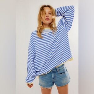 NWOT free‎ People Oversize Stripe Sweatshirt